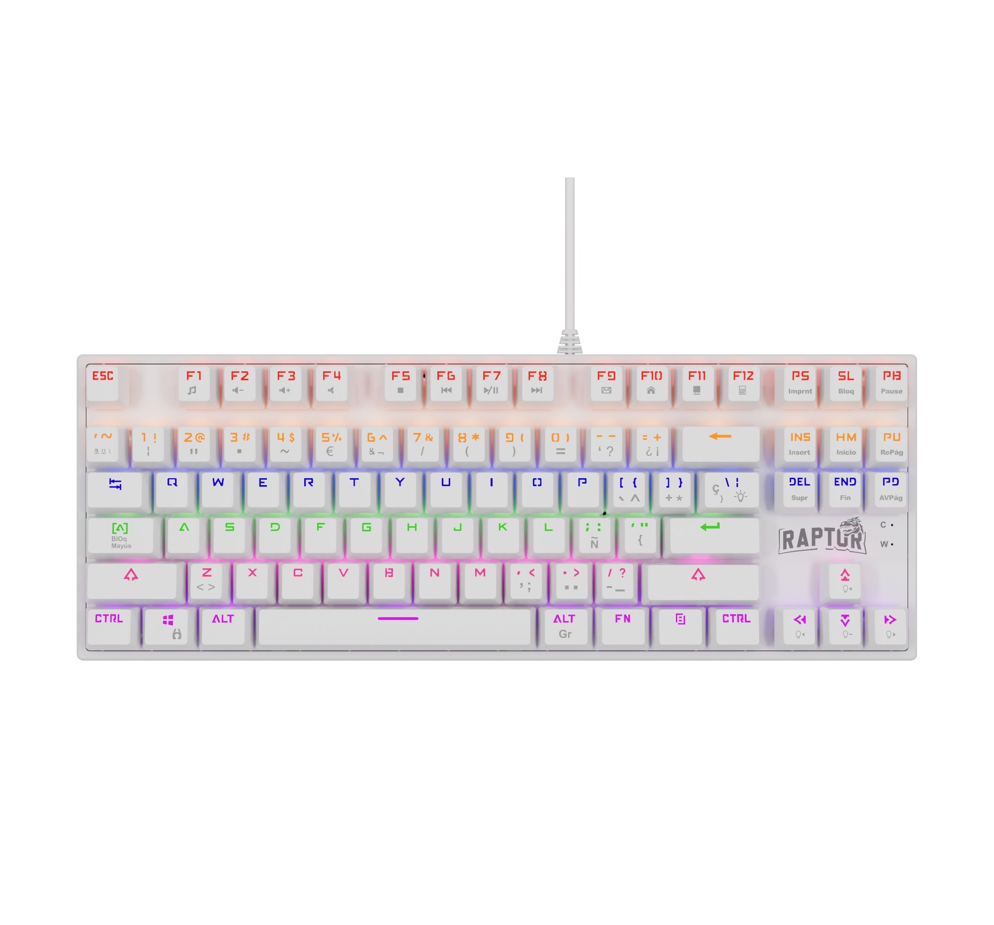 Teclado Raptor Fireclaw M87 Mecanico White