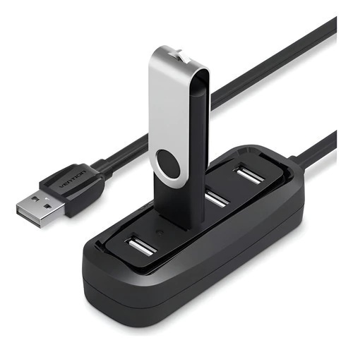 Hub Premium Usb 4 Puertos 2.0 Con Cable De15cm Vention Negro